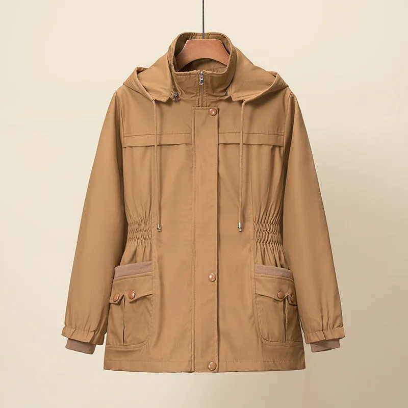 Trench Spring Hooded & Button Windbreaker Loose Jackets