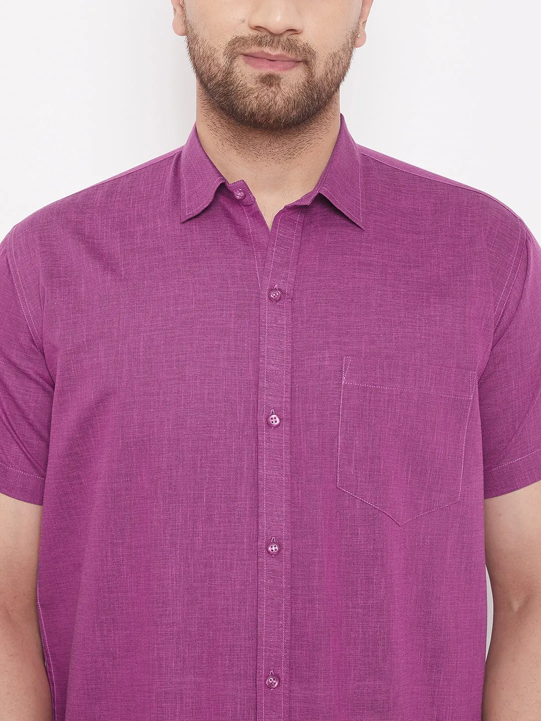 VASTRAMAY Men's Pink Cotton Shirt