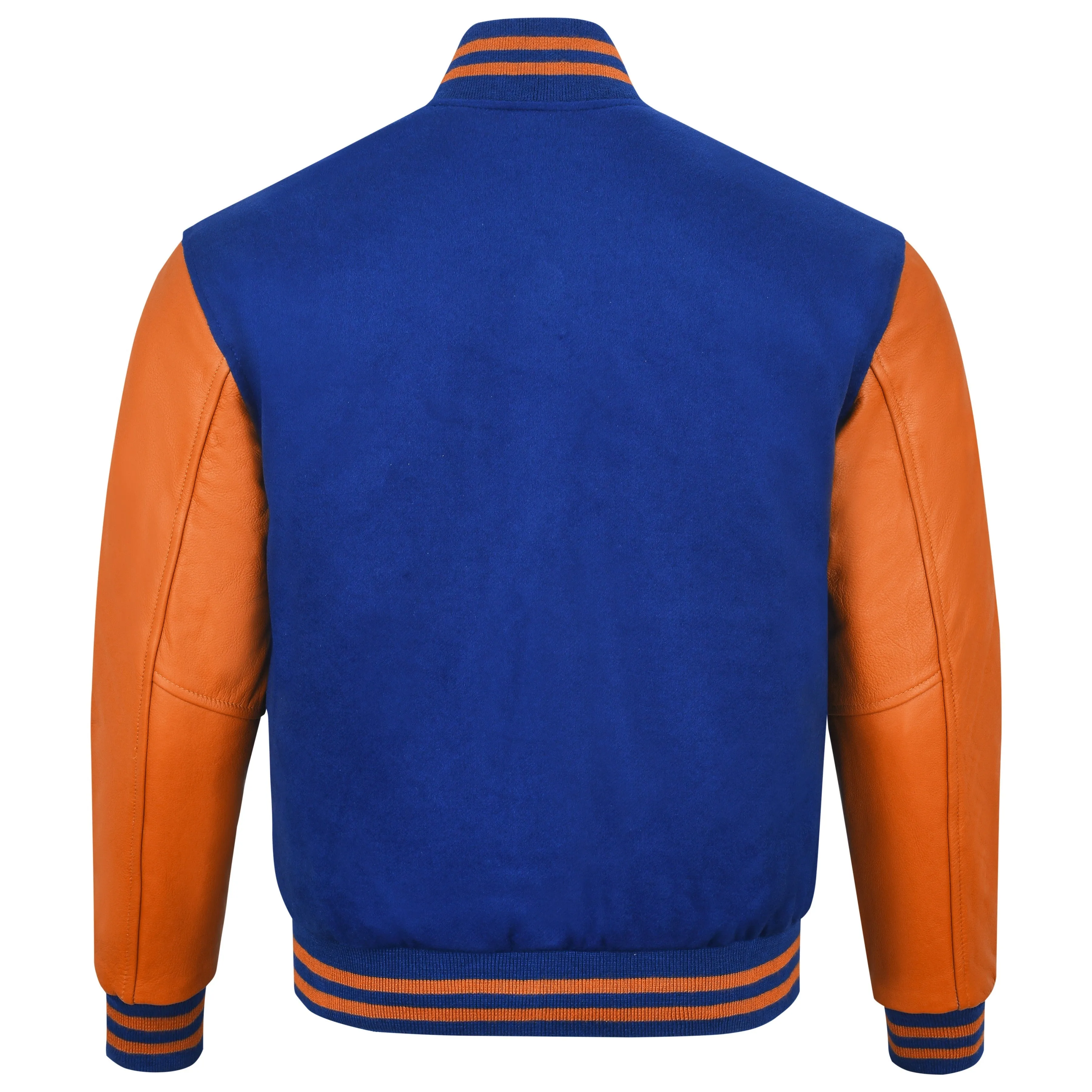 Warrior Gears Classic Hybrid Varsity Jacket for Kids, Toddler Letterman Bomber Jacket for Boys, Unisex Varsity Jacket Girls, Royal Blue Pure Wool Body & Orange Cowhide Leather Sleeves