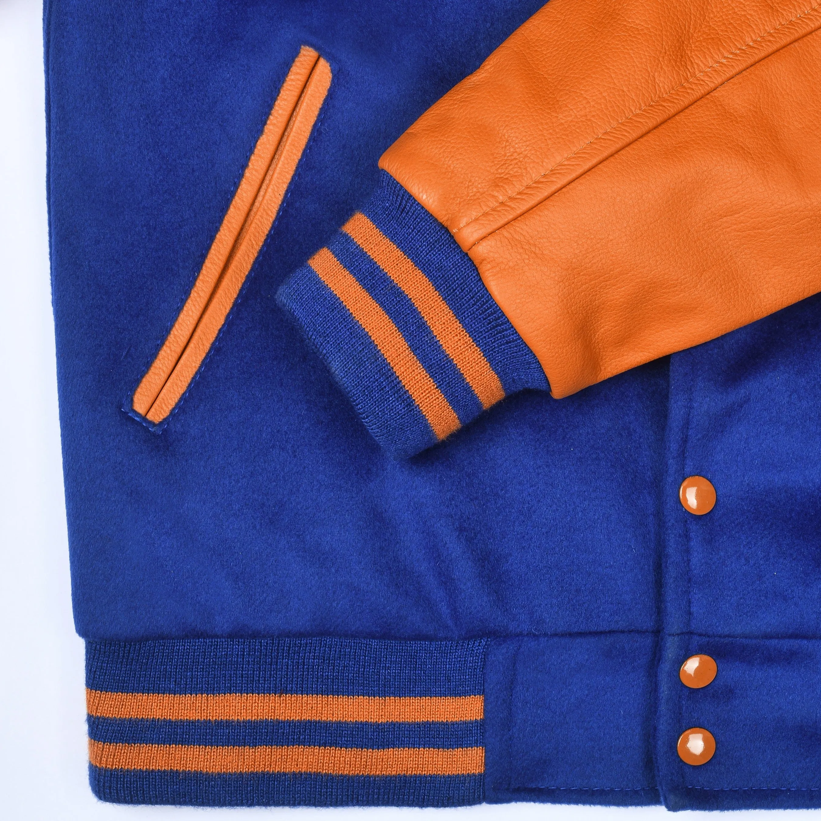 Warrior Gears Classic Hybrid Varsity Jacket for Kids, Toddler Letterman Bomber Jacket for Boys, Unisex Varsity Jacket Girls, Royal Blue Pure Wool Body & Orange Cowhide Leather Sleeves