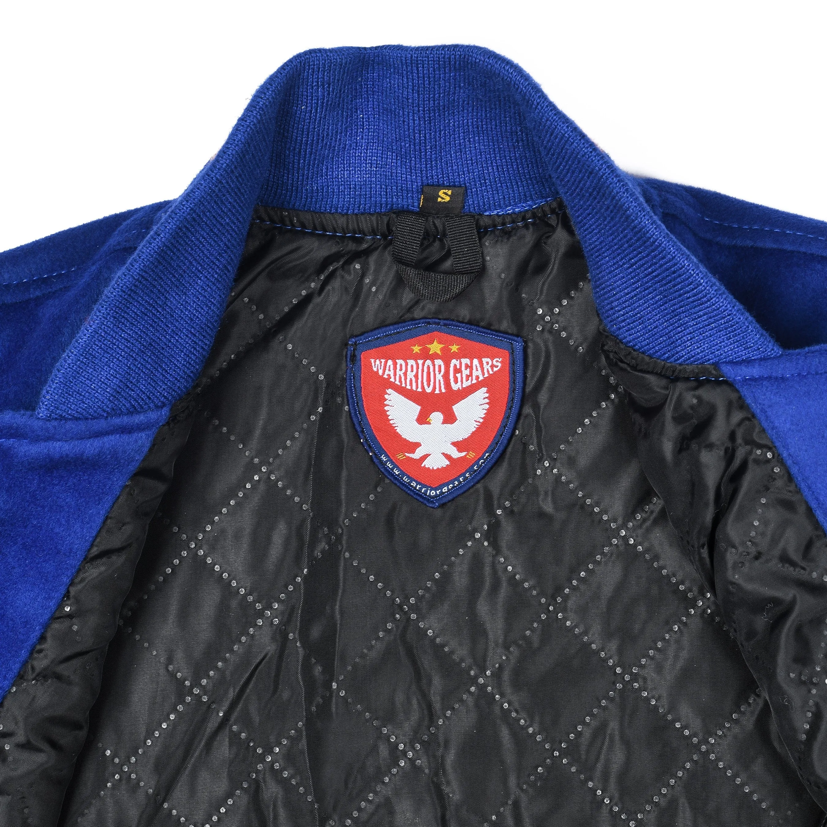 Warrior Gears Classic Hybrid Varsity Jacket for Kids, Toddler Letterman Bomber Jacket for Boys, Unisex Varsity Jacket Girls, Royal Blue Pure Wool Body & Orange Cowhide Leather Sleeves