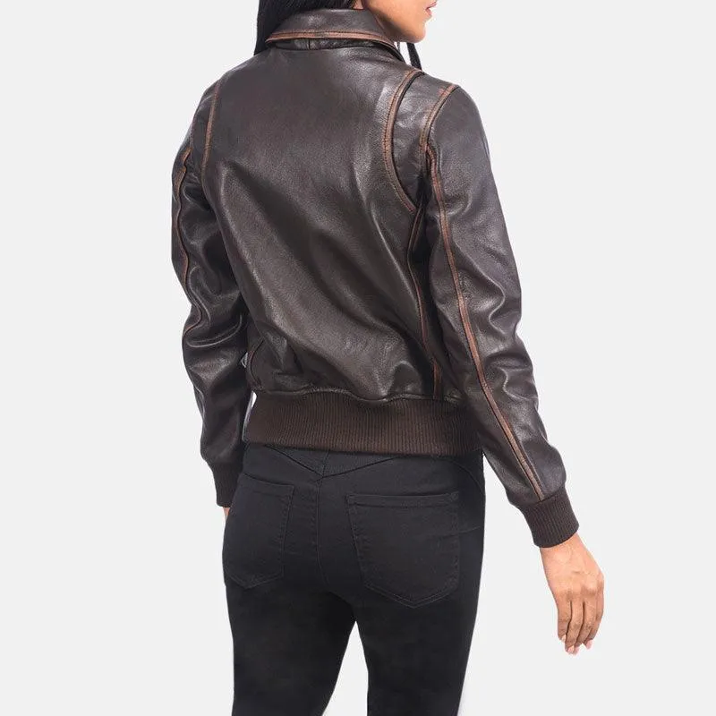 Westa A-2 Brown Leather Bomber Jacket