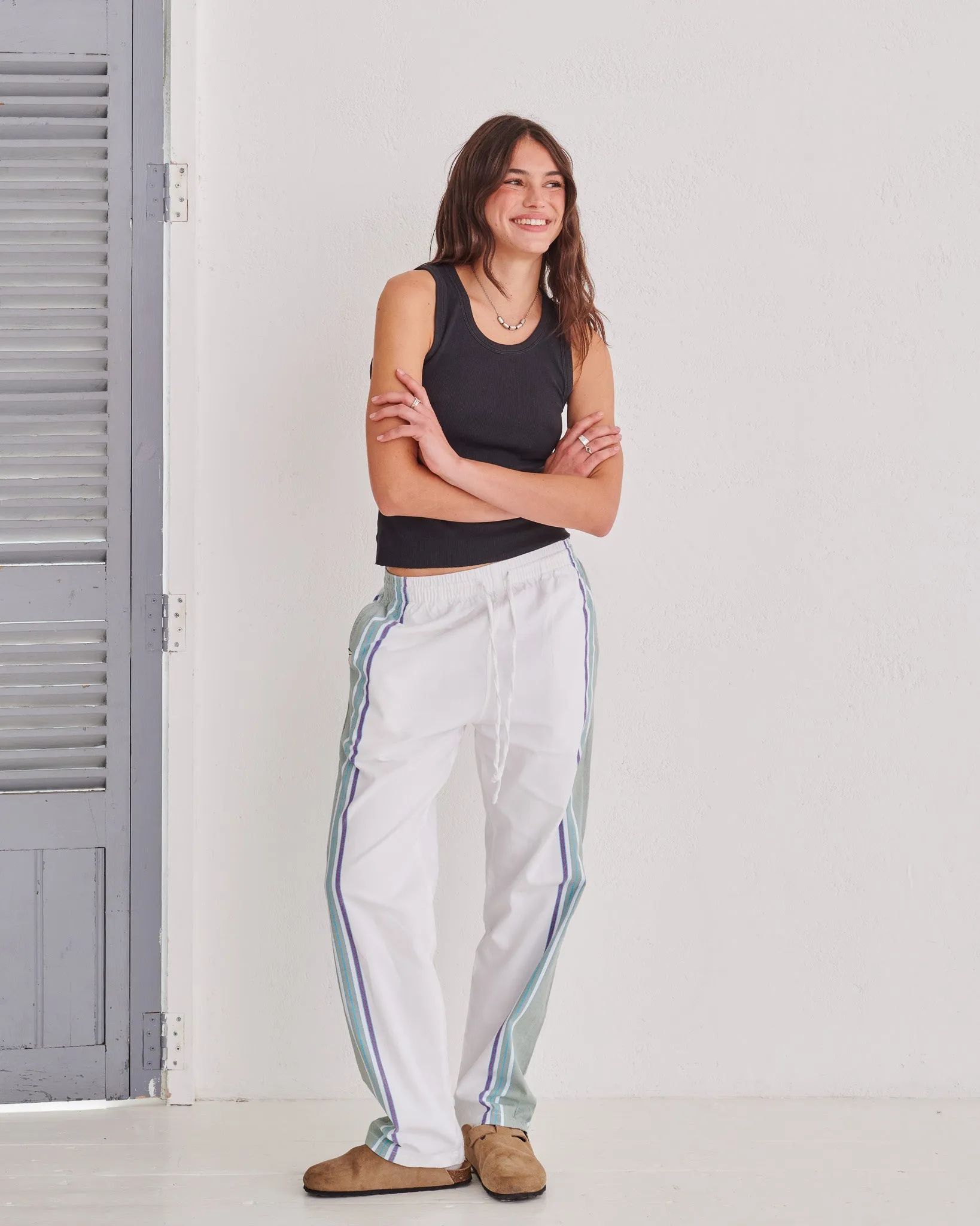 White & Olive Classic Lounge Pants