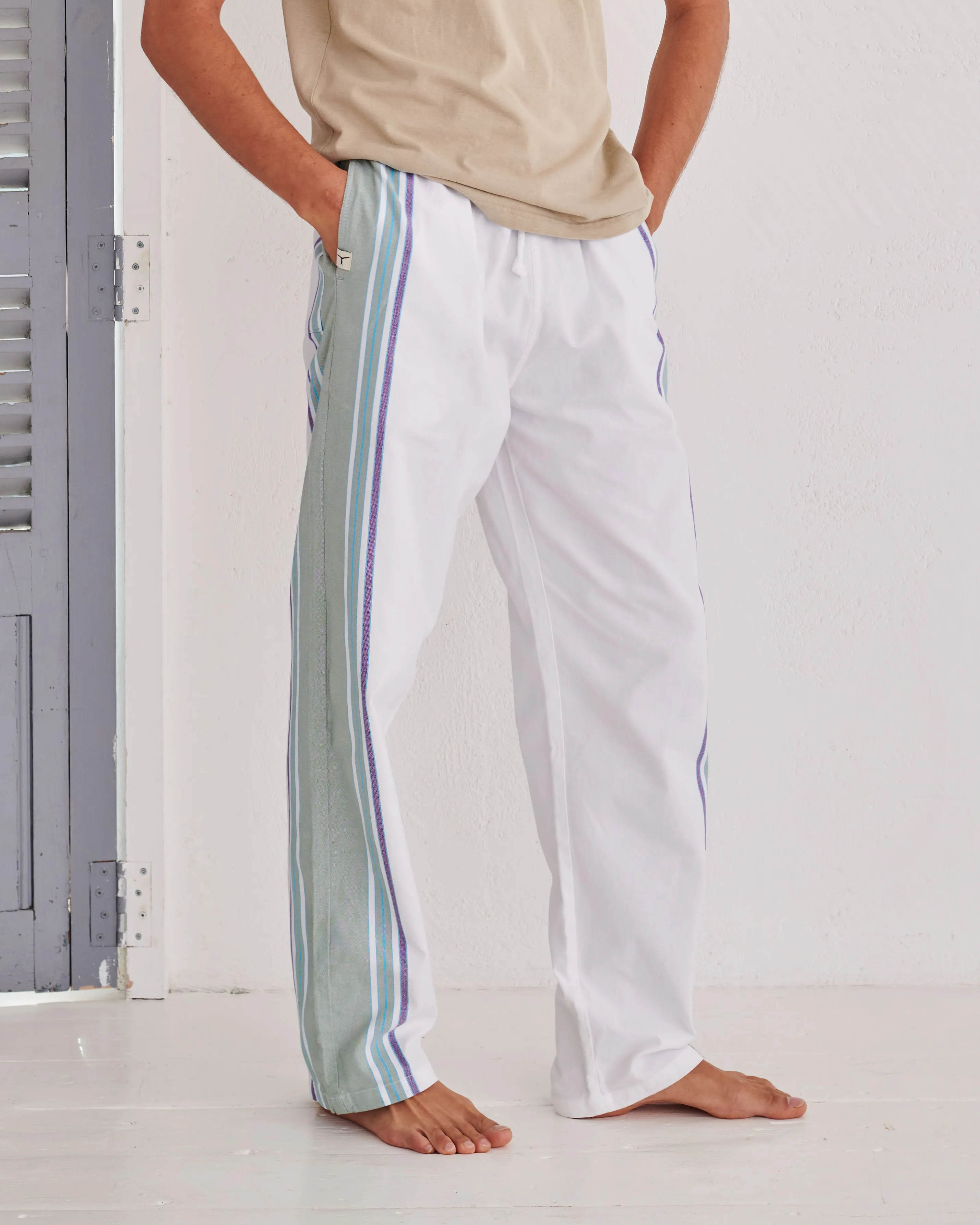 White & Olive Classic Lounge Pants