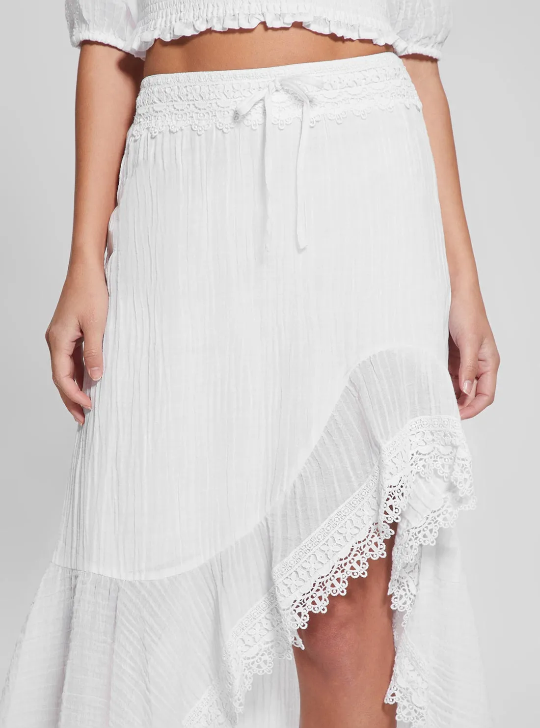 White Dyana Gauze Midi Skirt