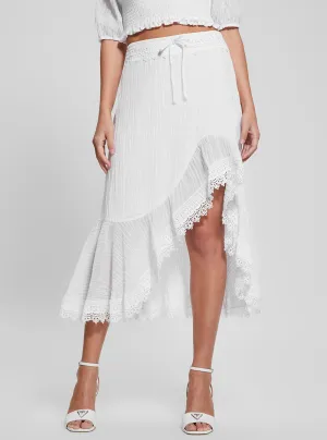 White Dyana Gauze Midi Skirt