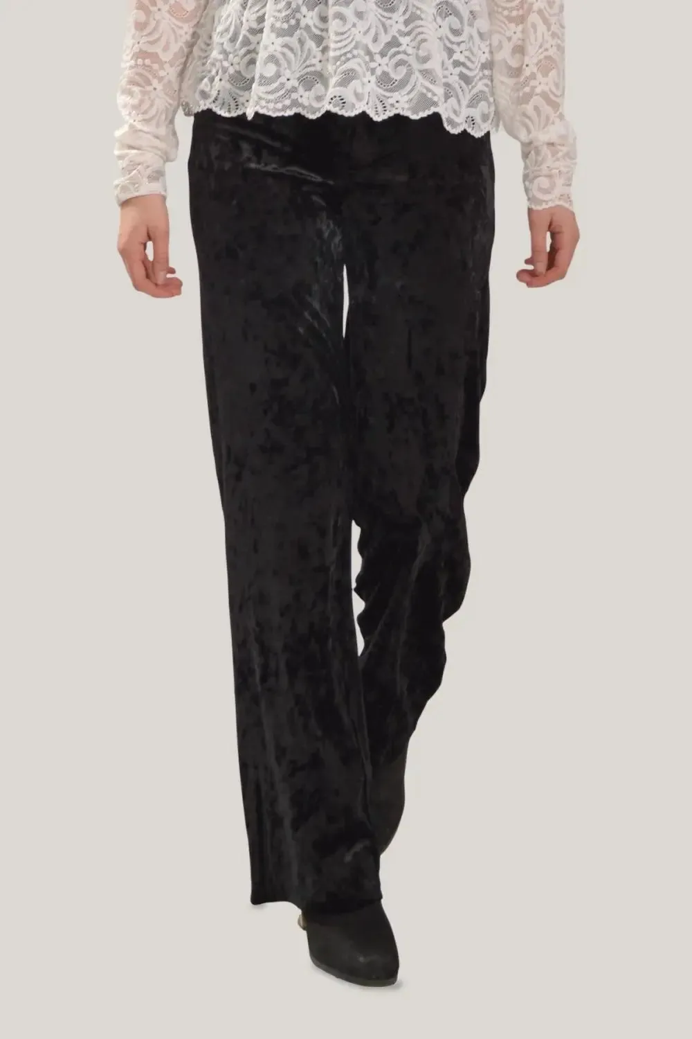 Wide Leg Crushed Velvet Trousers