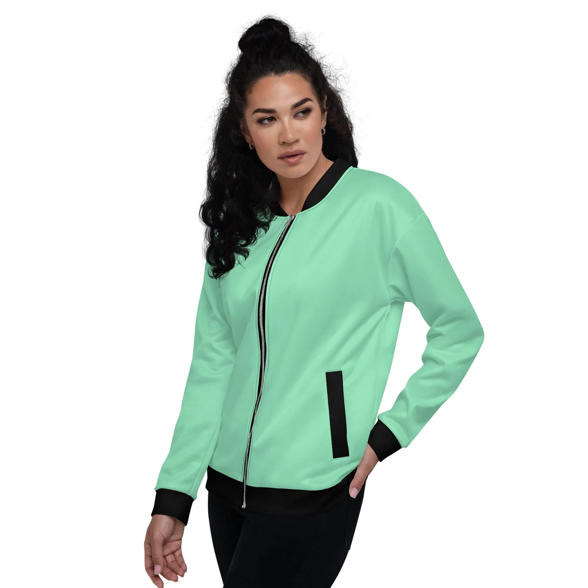 Womens Bomber Jacket - Seafoam Green