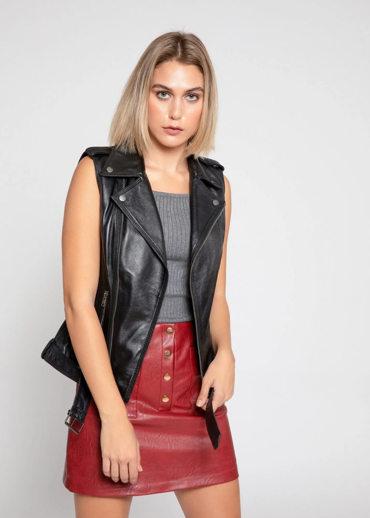 Womens Liana Leather Vest - Clearance