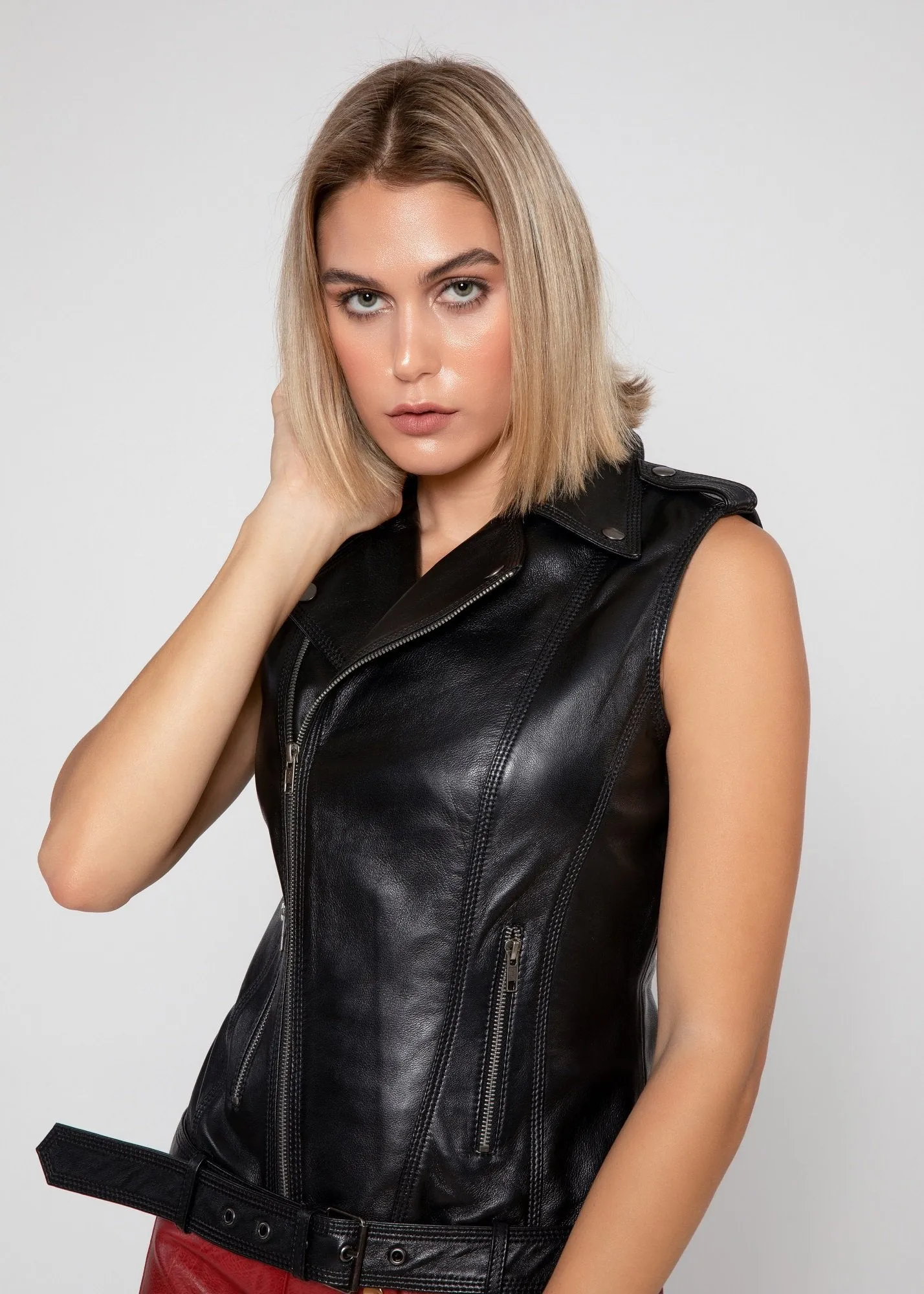 Womens Liana Leather Vest - Clearance