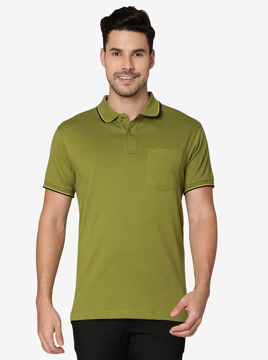 Woodbine Green Solid Slim Fit Polo T-Shirt | Greenfibre