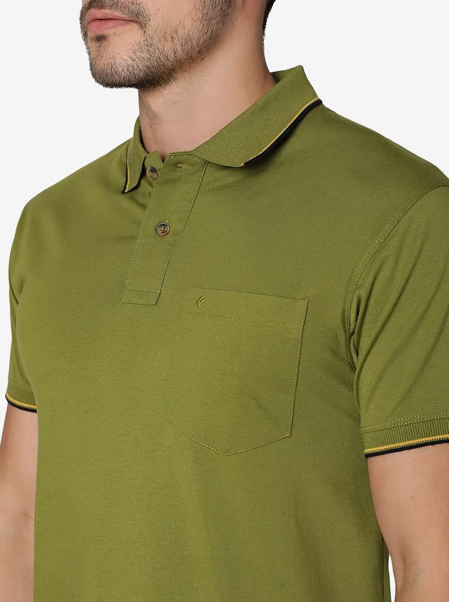 Woodbine Green Solid Slim Fit Polo T-Shirt | Greenfibre